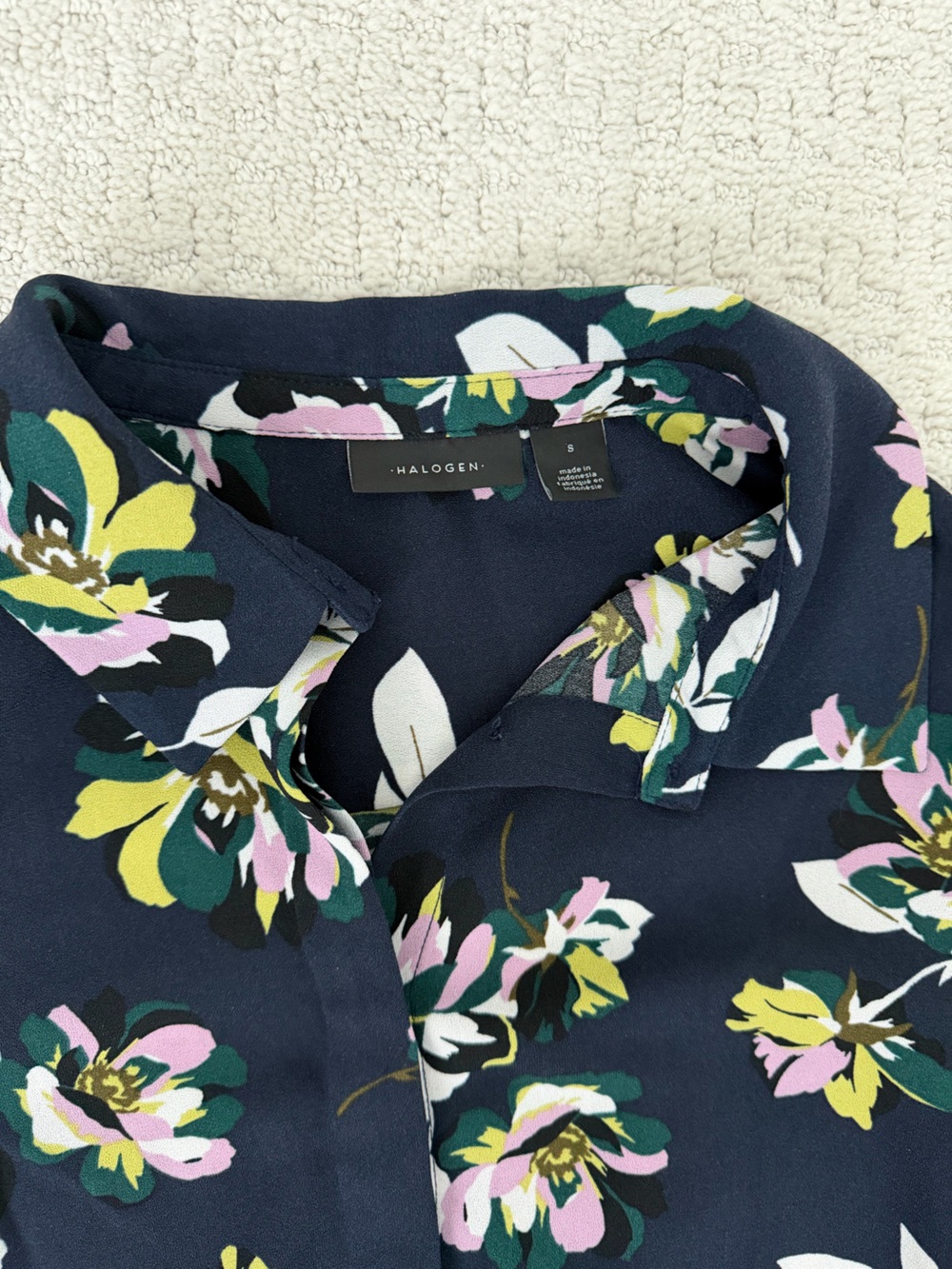 Halogen Navy Floral Button-Down Blouse - Picture 3 of 8